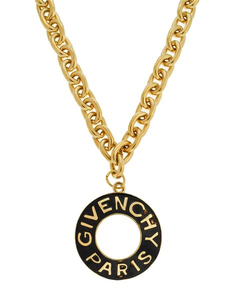 givenchy black enamel choker necklace|givenchy long chain necklace.